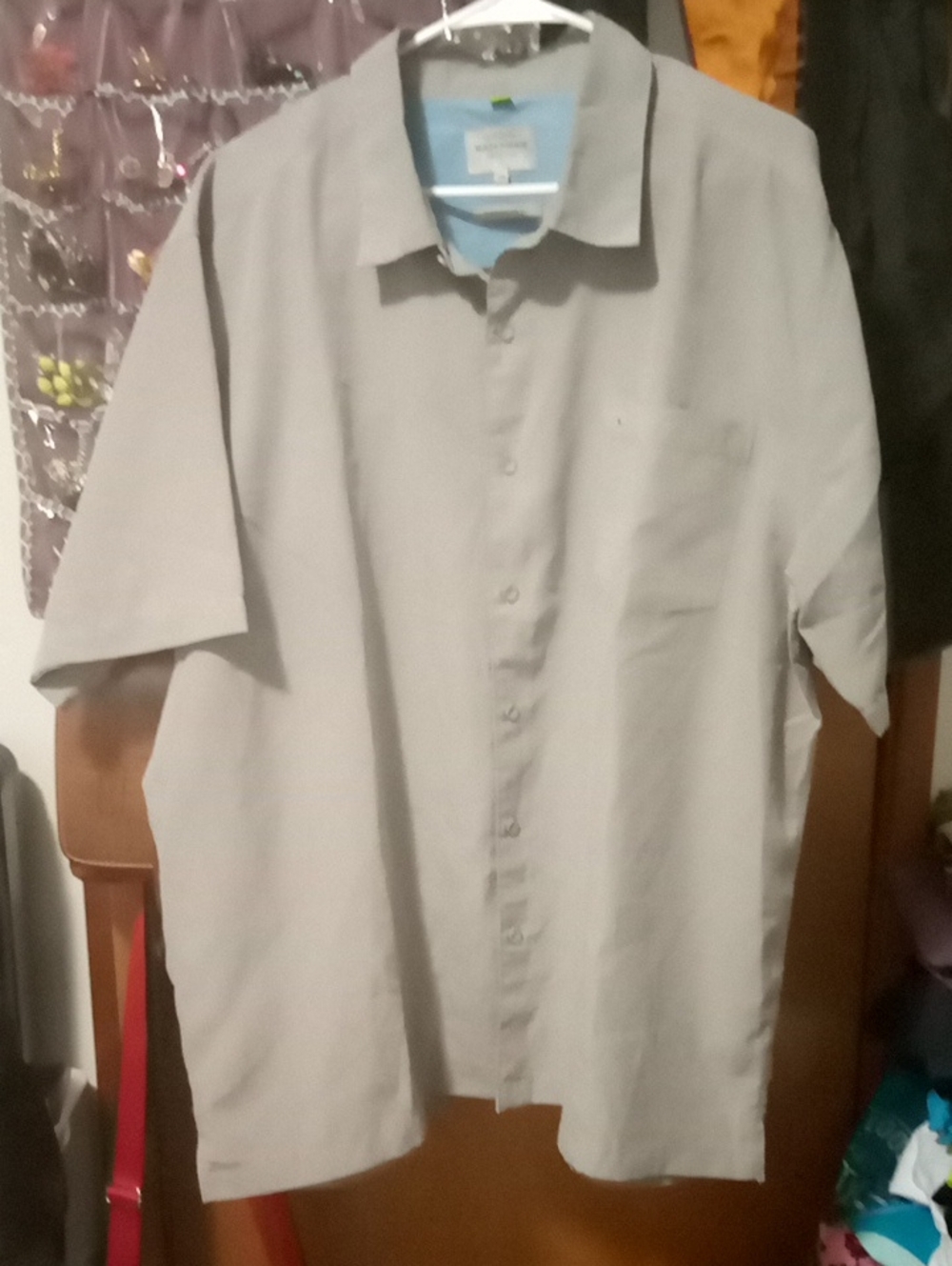 Quicksilver Light Gray Men’s Short-Sleeve Button-Up Shirt Sz XXL